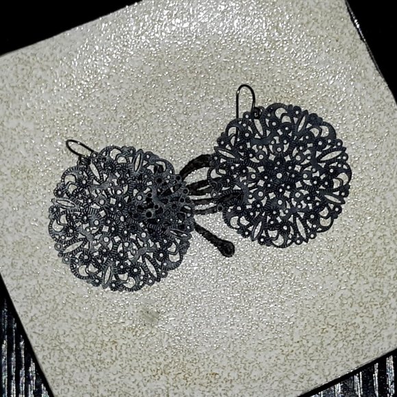 The Limited Jewelry - Black Lace-Like Circular Earrings BOGO50% Off!